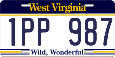 WV license plate 1PP987