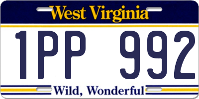 WV license plate 1PP992