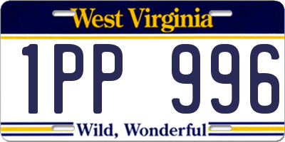 WV license plate 1PP996