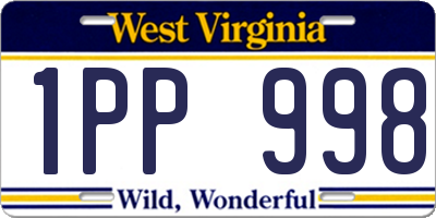 WV license plate 1PP998