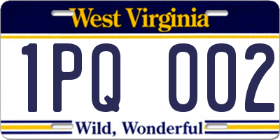 WV license plate 1PQ002