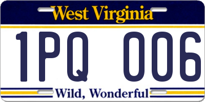 WV license plate 1PQ006