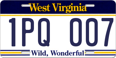 WV license plate 1PQ007