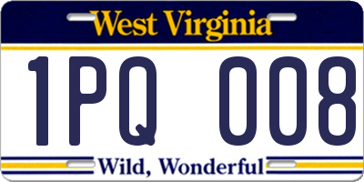 WV license plate 1PQ008