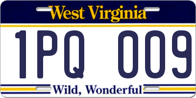 WV license plate 1PQ009