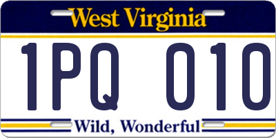 WV license plate 1PQ010