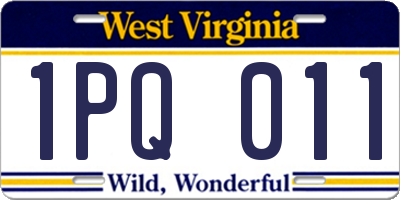 WV license plate 1PQ011