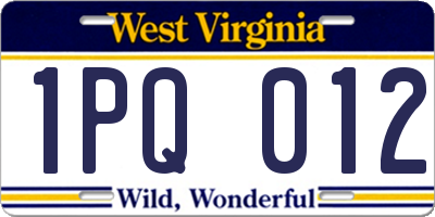 WV license plate 1PQ012