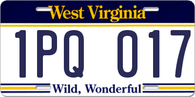 WV license plate 1PQ017