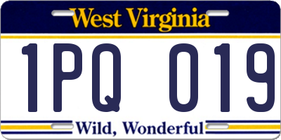 WV license plate 1PQ019