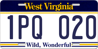 WV license plate 1PQ020
