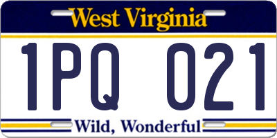 WV license plate 1PQ021