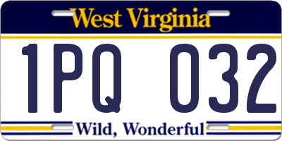 WV license plate 1PQ032