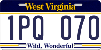 WV license plate 1PQ070