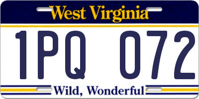 WV license plate 1PQ072