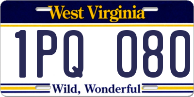 WV license plate 1PQ080