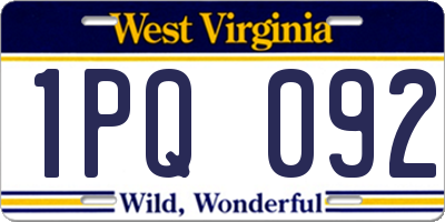 WV license plate 1PQ092