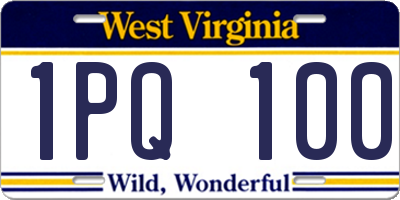 WV license plate 1PQ100