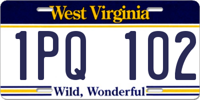 WV license plate 1PQ102