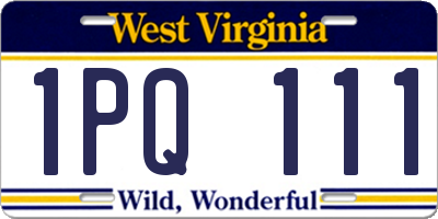 WV license plate 1PQ111