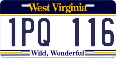 WV license plate 1PQ116