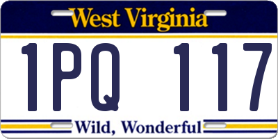 WV license plate 1PQ117