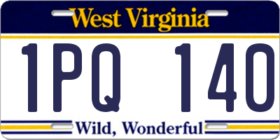 WV license plate 1PQ140