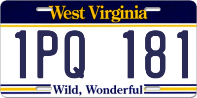 WV license plate 1PQ181