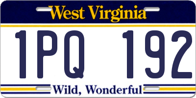 WV license plate 1PQ192