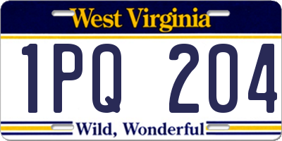 WV license plate 1PQ204