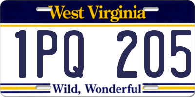 WV license plate 1PQ205
