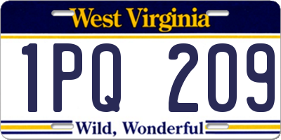 WV license plate 1PQ209