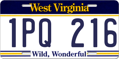 WV license plate 1PQ216