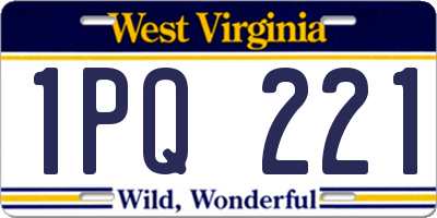 WV license plate 1PQ221