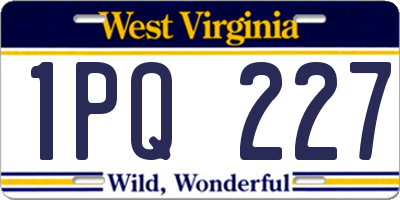WV license plate 1PQ227