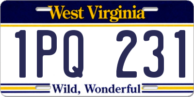 WV license plate 1PQ231