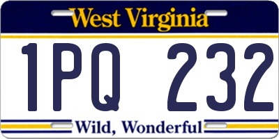 WV license plate 1PQ232