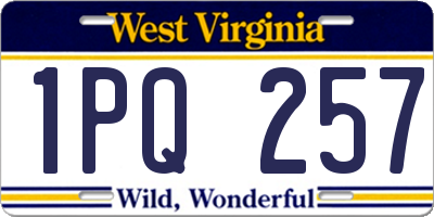 WV license plate 1PQ257
