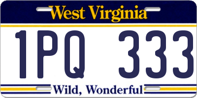 WV license plate 1PQ333