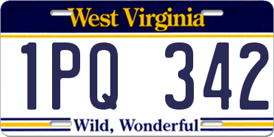 WV license plate 1PQ342