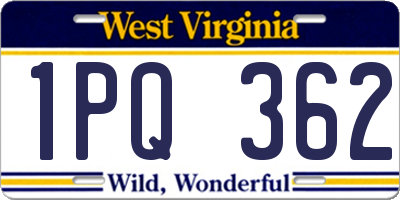 WV license plate 1PQ362