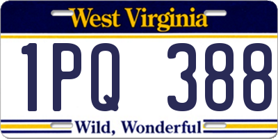 WV license plate 1PQ388