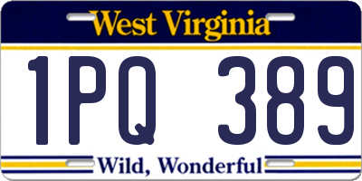 WV license plate 1PQ389