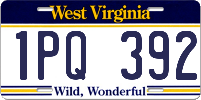 WV license plate 1PQ392