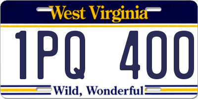 WV license plate 1PQ400