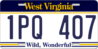 WV license plate 1PQ407