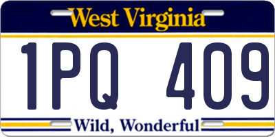 WV license plate 1PQ409
