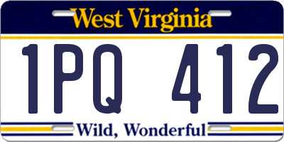 WV license plate 1PQ412