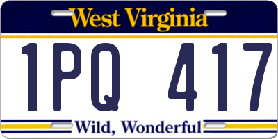 WV license plate 1PQ417