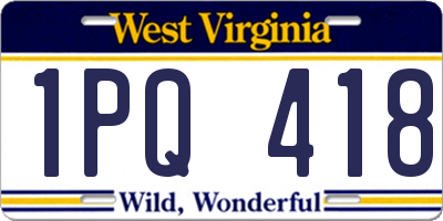 WV license plate 1PQ418
